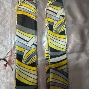Yellow and Gray Patterned twilly Scarf set